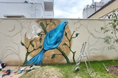 Art urbain exposé au Pôle Enfance, rue Simonnot, Le Pré-Saint-Gervais.