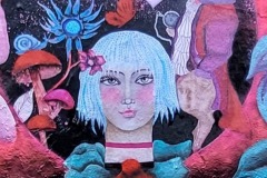 Fresque murale Demoiselle Alice aux pays des Merveilles Technique mixte