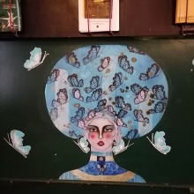 Collage sur demande bar restaurant LA FOLLE BLANCHE à Montreuil Les Demoiselles