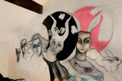 Peinture murale de Demoiselle MM en technique mixte à Paris.