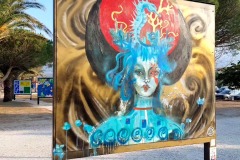 Fresque street art "Demoiselle Hippocampe" festival d'Argelès.