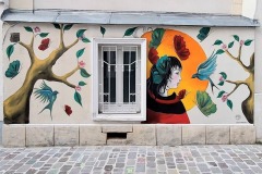 Fresque murale Street Art Urbain Paris 19 Demoiselle MM 2022