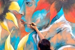 Fresque 'Demoiselle Tournesol' au Carrousel de l’Art et du Street Art