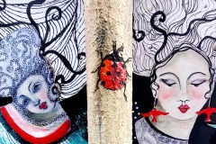 Peinture murale représentant des coccinelles, des hirondelles et d'autres animaux dans le 11ème arrondissement de Paris