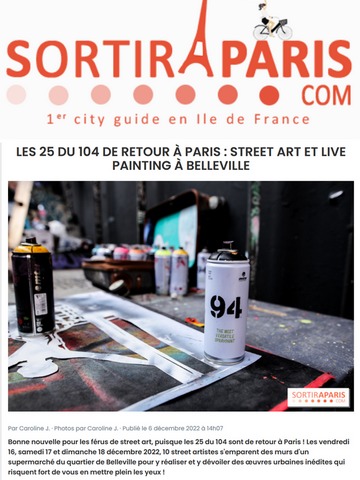 street art à Paris Belleville street art décembre 2022 Les 25 du 104