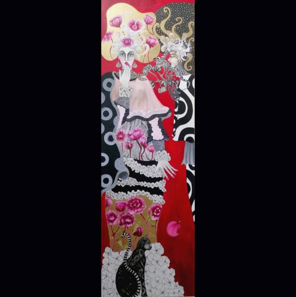 Peinture sur toile 'Demoiselle Eve' de Demoiselle MM - 50cm x 150cm, technique mixte