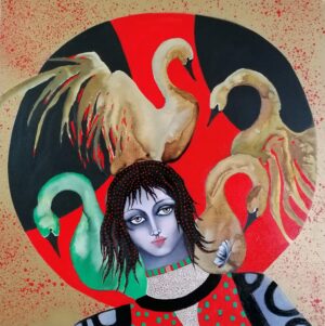 Demoiselle Cygnes Portrait de femme peinture à l'huile spray
