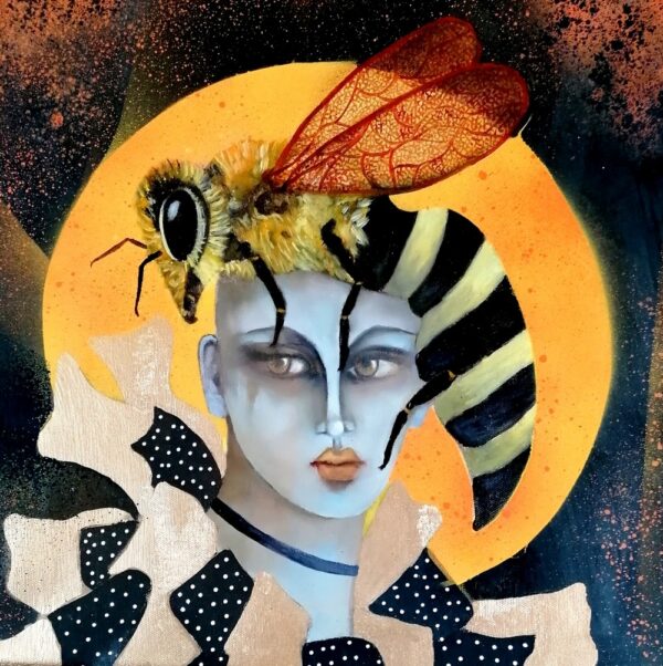 Demoiselle Queen Bee Portrait de femme peinture huile spray