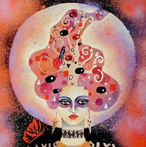 Portrait de femme peinture à l'huile spray Demoiselle Klimt Bis