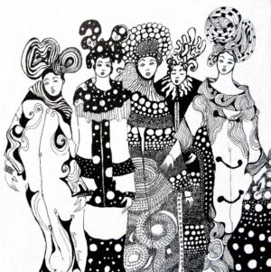 Les Demoiselles en noir et blanc 5 : Peinture technique mixte sur toile par Demoiselle MM