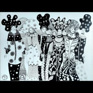 Les Demoiselles en noir et blanc : Peinture technique mixte sur toile par Demoiselle MM