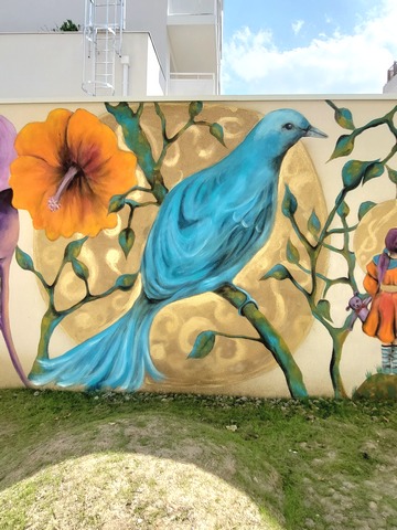 Fresque pour Les Arts Fleurissent la Ville sur un mur au Pôle Enfance du Pré-Saint-Gervais.